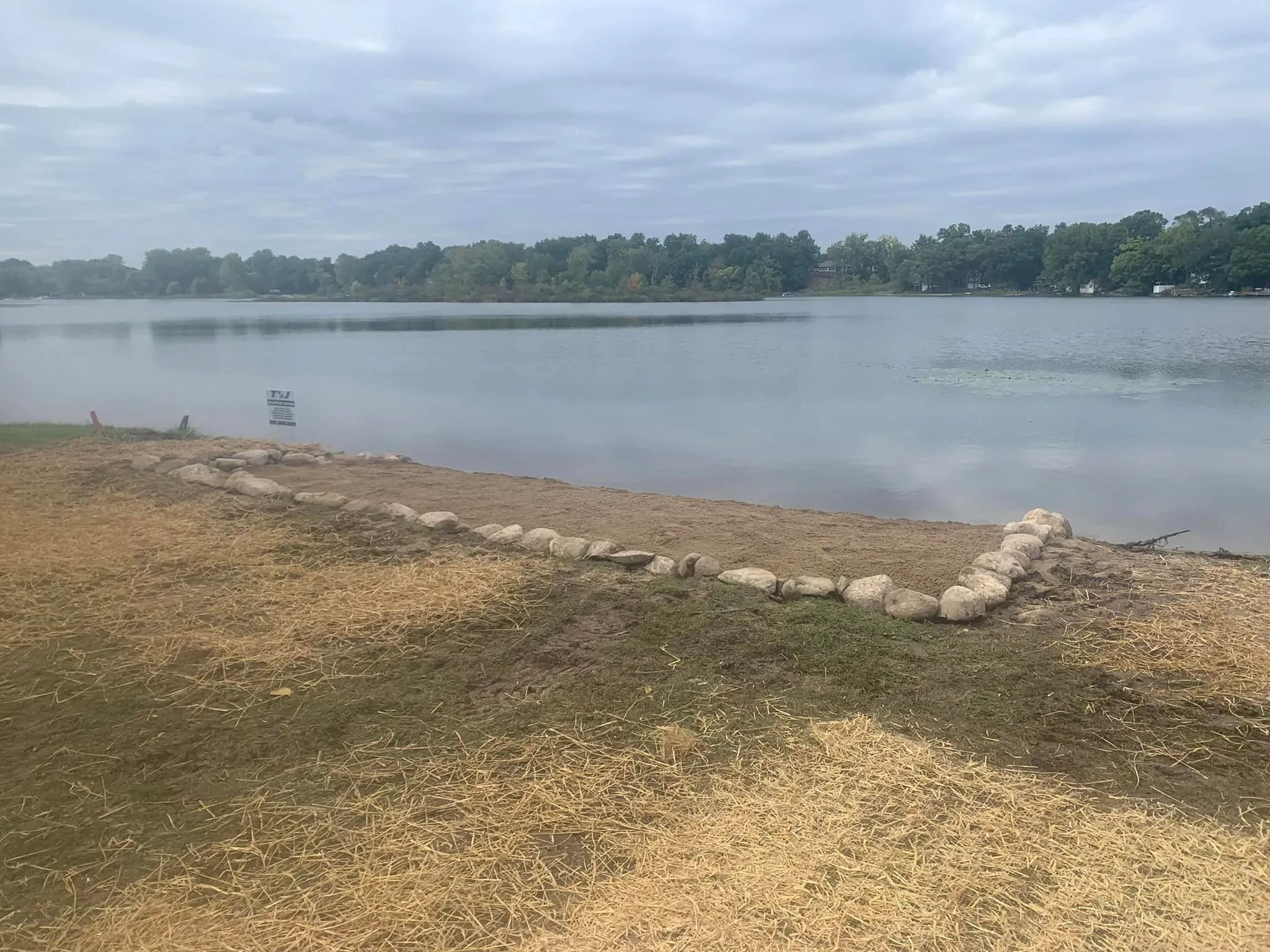 Freshly built sandy beach shoreline